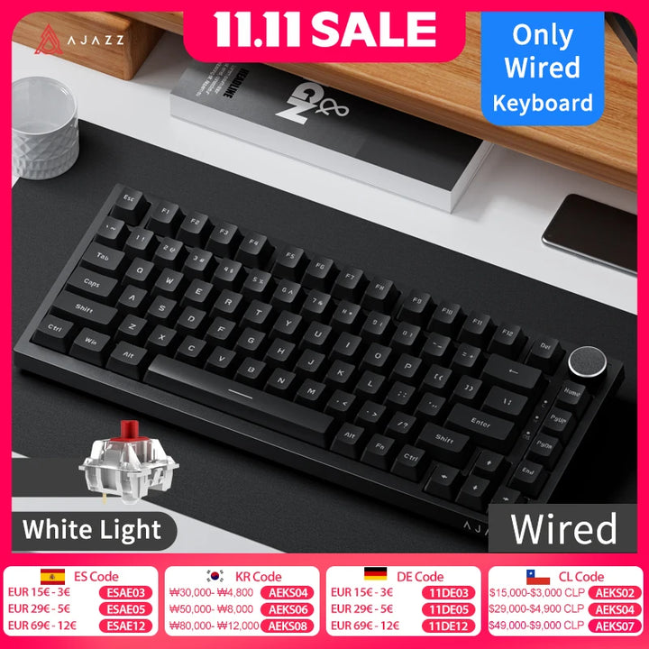 AJAZZ AK820 Wired with rotary volume buttons Hot-swappable keys